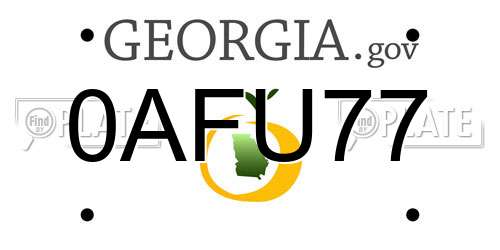 0AFU77 Georgia License Plate