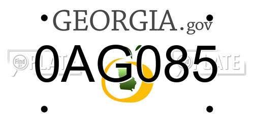 0AG085 Georgia License Plate