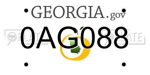 0AG088 Georgia License Plate