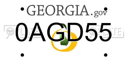 0AGD55 Georgia License Plate