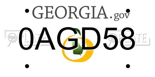 0AGD58 Georgia License Plate