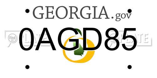0AGD85 Georgia License Plate