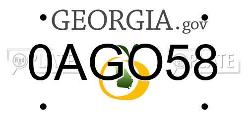0AGO58 Georgia License Plate