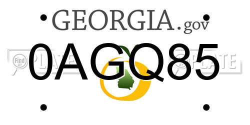 0AGQ85 Georgia License Plate
