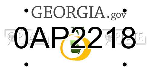 0AP2218 Georgia License Plate