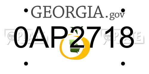 0AP2718 Georgia License Plate