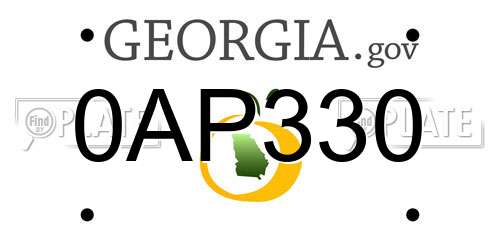 0AP330 Georgia License Plate
