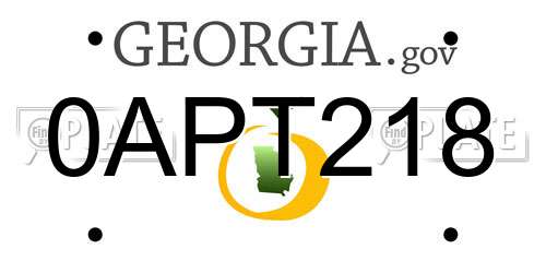 0APT218 Georgia License Plate