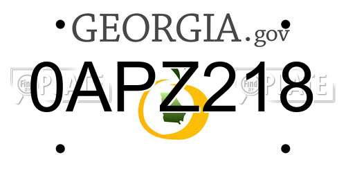 0APZ218 Georgia License Plate
