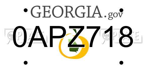 0APZ718 Georgia License Plate