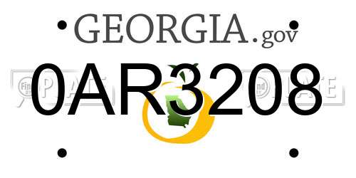 0AR3208 Georgia License Plate