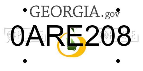 0ARE208 Georgia License Plate