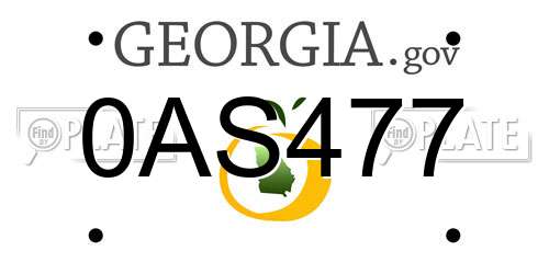 0AS477 Georgia License Plate