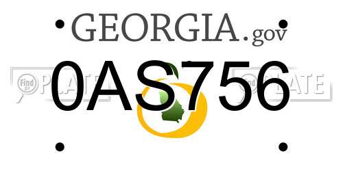 0AS756 Georgia License Plate