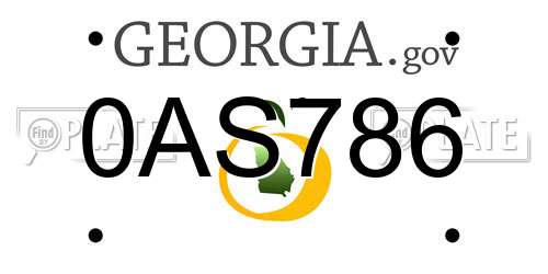 0AS786 Georgia License Plate