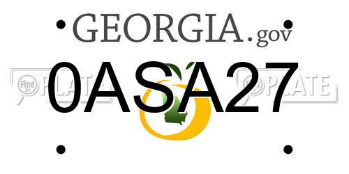 0ASA27 Georgia License Plate