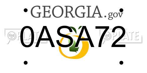 0ASA72 Georgia License Plate