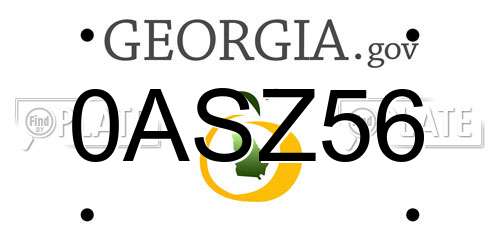 0ASZ56 Georgia License Plate