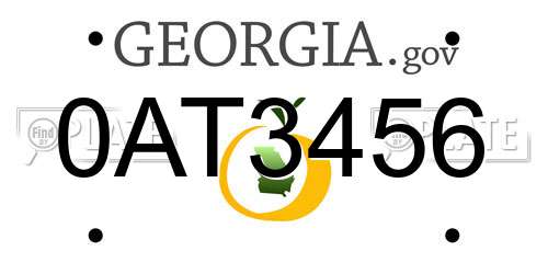 0AT3456 Georgia License Plate
