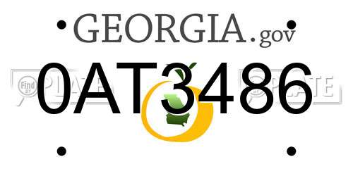 0AT3486 Georgia License Plate