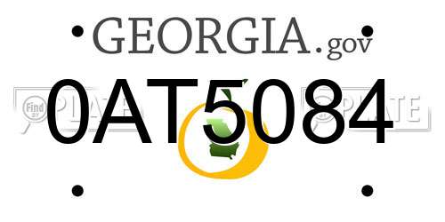 0AT5084 Georgia License Plate