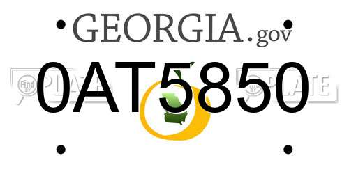 0AT5850 Georgia License Plate