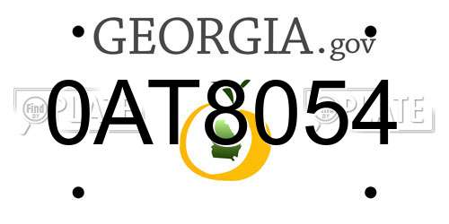 0AT8054 Georgia License Plate