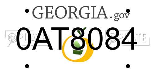 0AT8084 Georgia License Plate