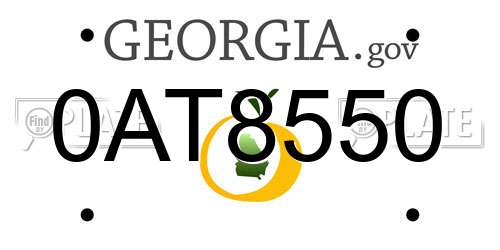 0AT8550 Georgia License Plate
