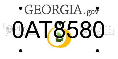 0AT8580 Georgia License Plate