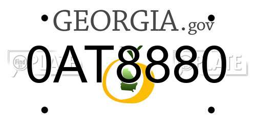 0AT8880 Georgia License Plate
