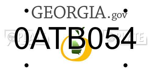 0ATB054 Georgia License Plate
