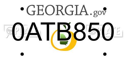 0ATB850 Georgia License Plate