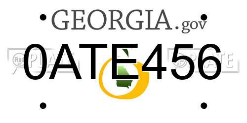 0ATE456 Georgia License Plate