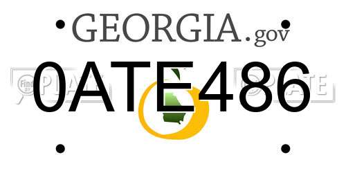 0ATE486 Georgia License Plate