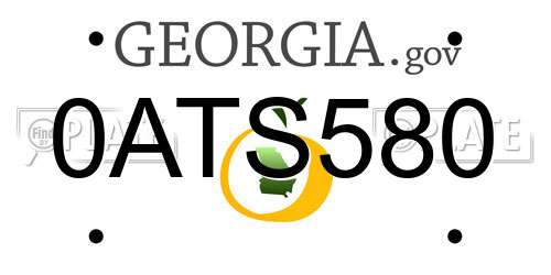 0ATS580 Georgia License Plate
