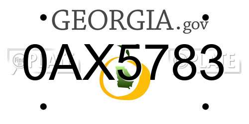 0AX5783 Georgia License Plate