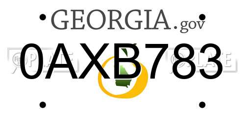 0AXB783 Georgia License Plate