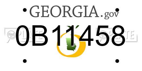 0B11458 Georgia License Plate