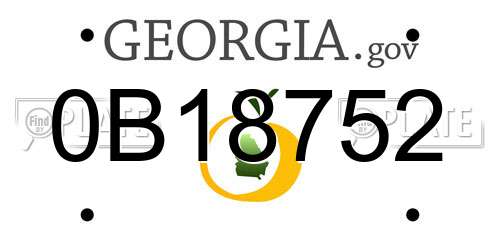 0B18752 Georgia License Plate