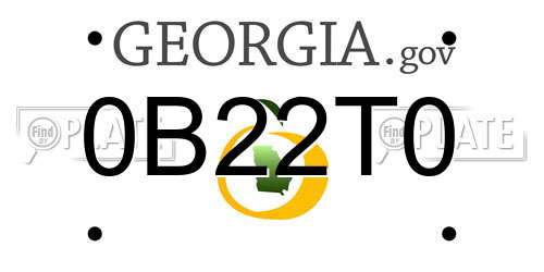 0B22T0 Georgia License Plate