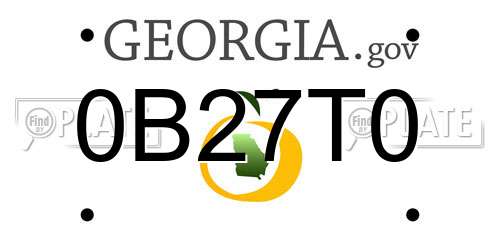 0B27T0 Georgia License Plate