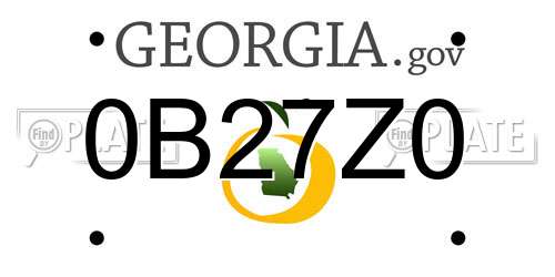 0B27Z0 Georgia License Plate