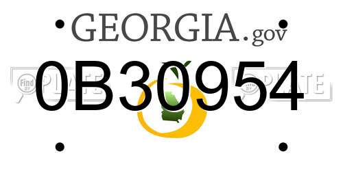 0B30954 Georgia License Plate