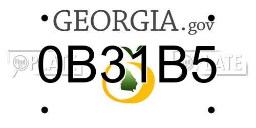 0B31B5 Georgia License Plate