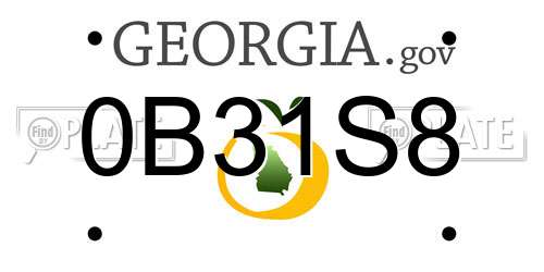 0B31S8 Georgia License Plate