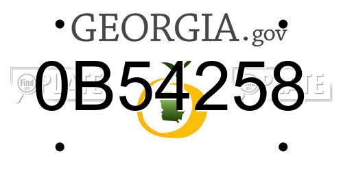 0B54258 Georgia License Plate