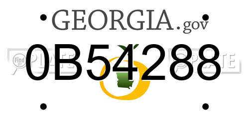0B54288 Georgia License Plate