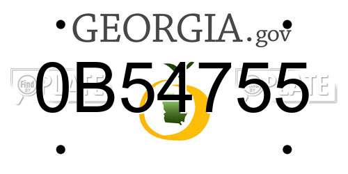 0B54755 Georgia License Plate