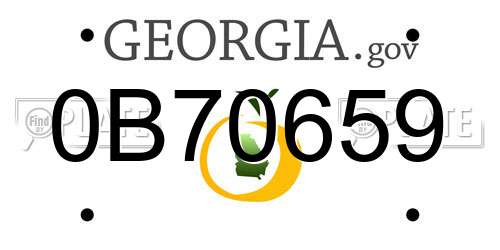 0B70659 Georgia License Plate